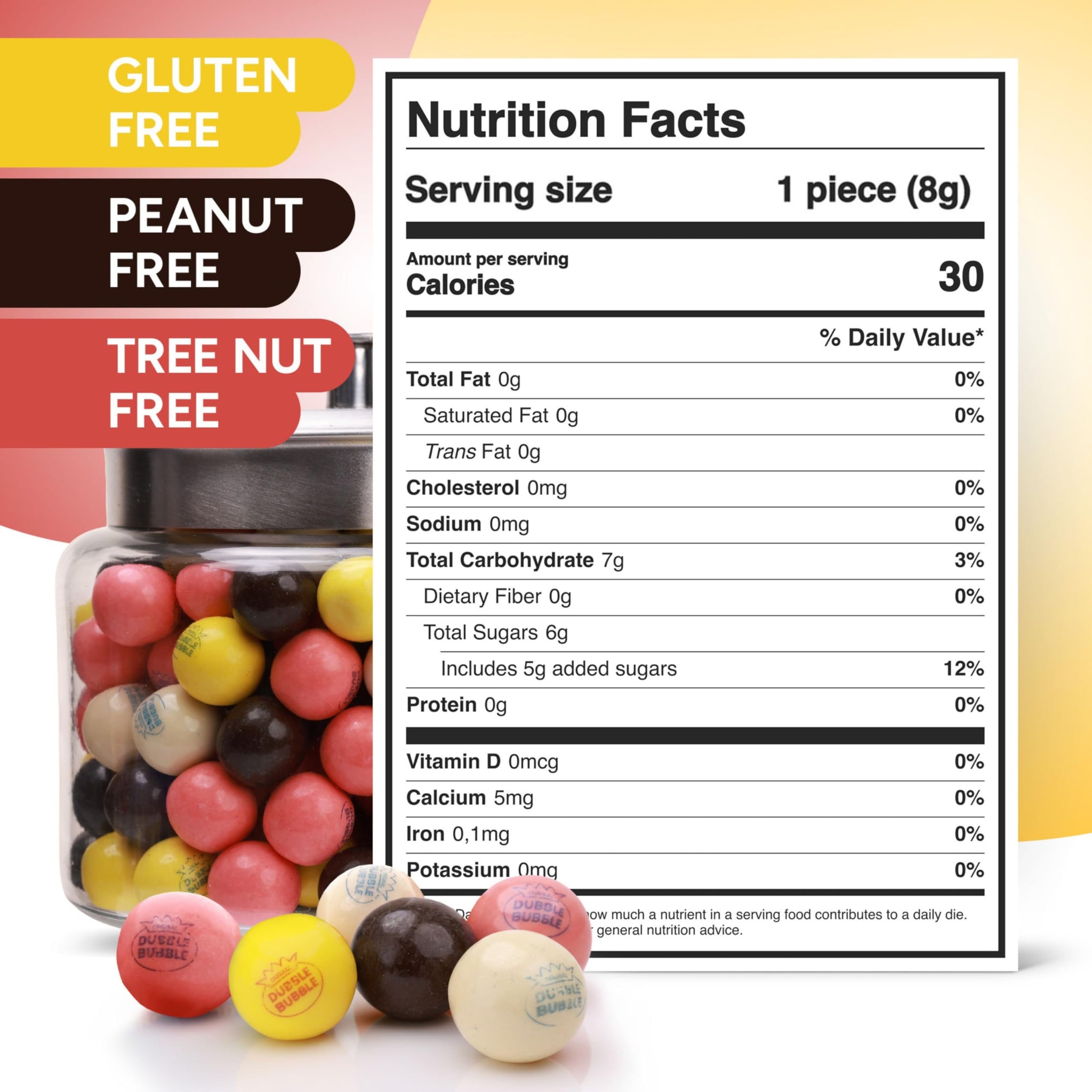 Banana Split Gumballs - 1 Inch Large Bubble Gum Balls - 1.7 LB Resealable Bag Double Bubble Chewing Gum - Vanilla Chocolate Strawberry Banana Flavors