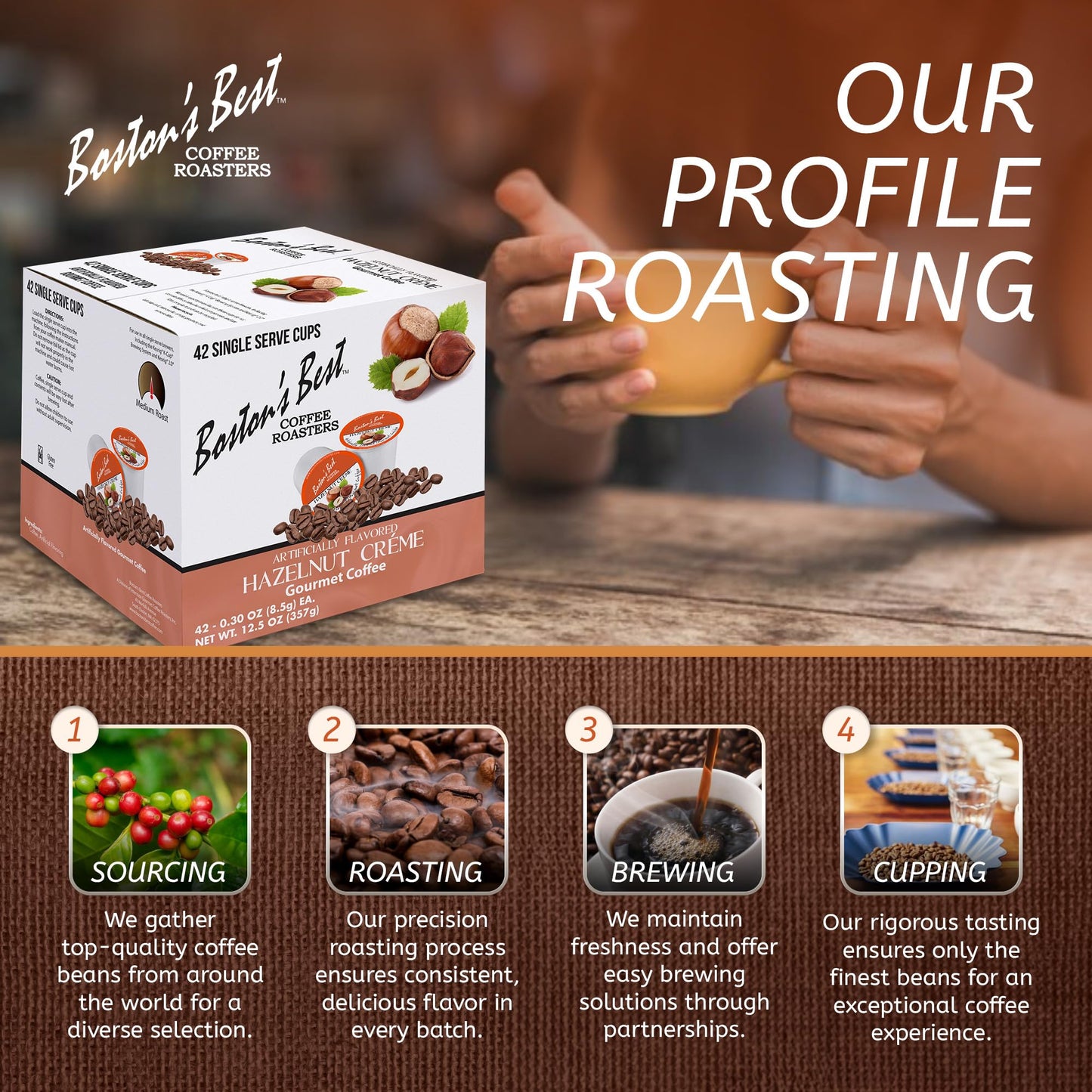 Boston’s Best - Hazelnut Creme Flavored, Delicious Gourmet Coffee Compatible with Keurig® Coffee Maker, 1 Count (42 Single Serve Cups)