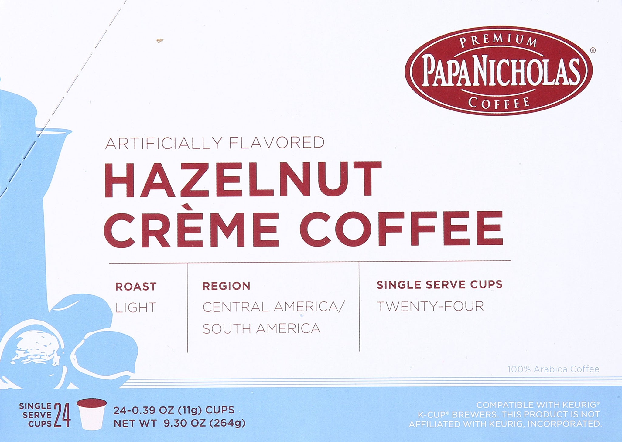 PapaNicholas Coffee Single Serve Coffee Cups Fits Keurig K Cup Brewers, Hazelnut Creme, 24 Count