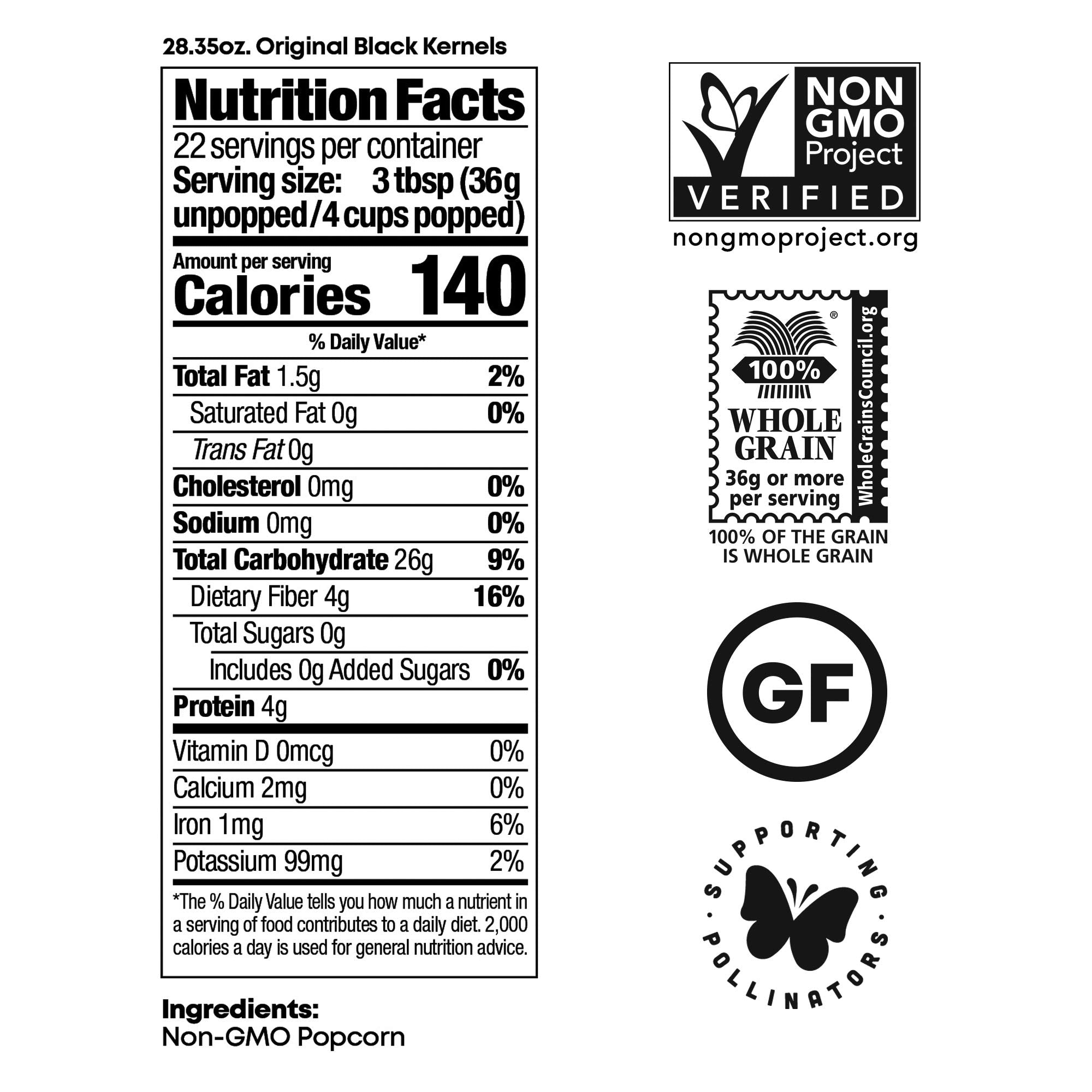 Black Jewell Unpopped Popcorn Kernels, Original Black, 28.35oz (Pack of 2)