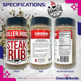 Killer Hogs Steak Rub Premium BBQ Barbecue Spice Seasoning 4 pk (44 oz) + Guide & Bottle Opener (6 Items)!