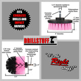 Drillstuff Cleaning Brush Kit - Includes 2-Piece Scrub Brush Set with Quick Change Shaft for Cordless Drills, Ideal for Bathrooms, Kitchens, and More