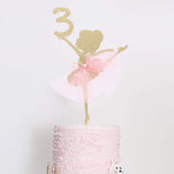 Ballet Cake Topper 1 to 5 Years Old - Ballerina, Birthday Party Decoration, Dancing Princess, Studio Photo Props (Ballerina 3)
