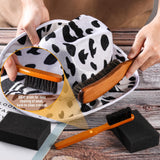 4 Pcs Horsehair Felt Hat Brush Kit with Cleaning Sponge Cowboy Clean Hat Wood Fedora Hat Cleaning Set Baseball Cap Lint Brush Remove Dust for Hair