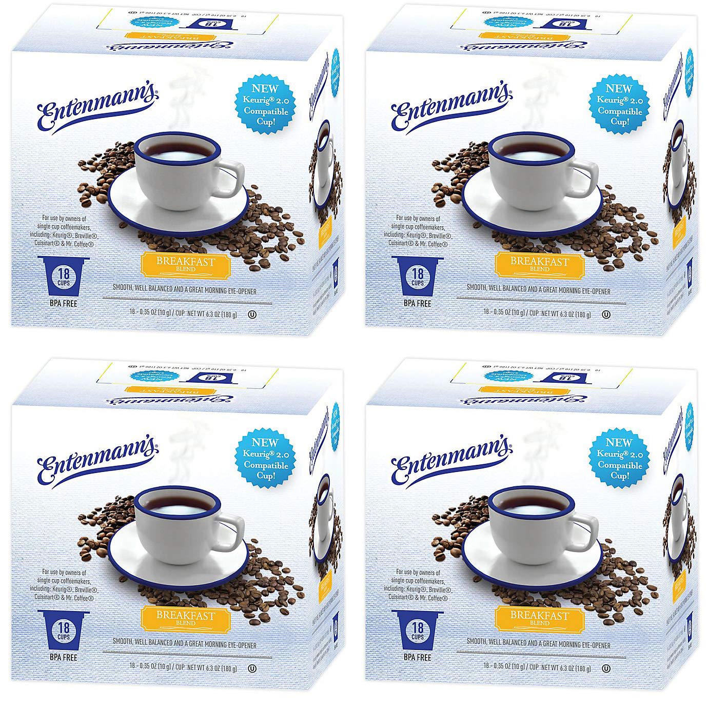 Entenmann's Single Serve Coffee, 4/18 count boxes (72 total) (Breakfast Blend)