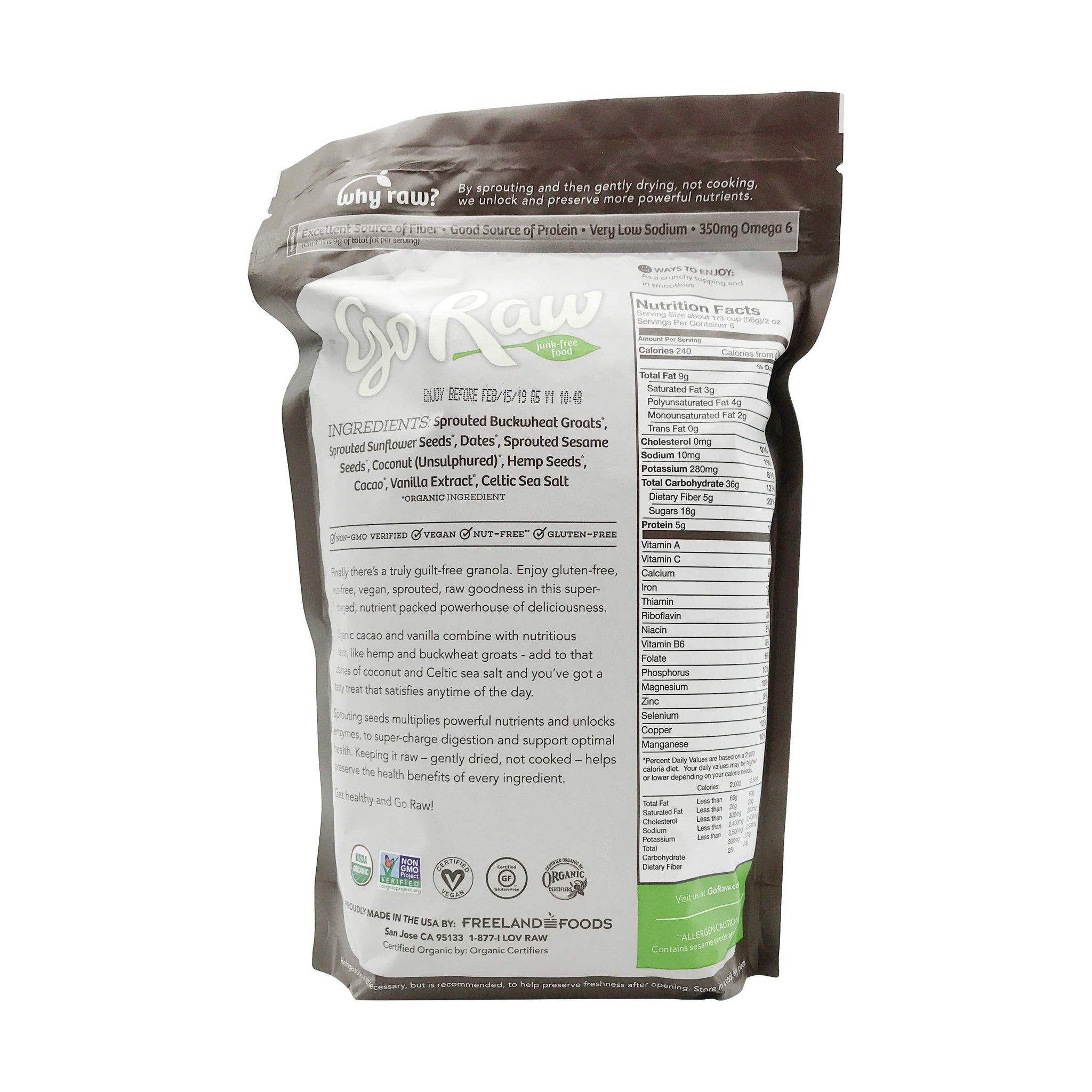 Go Raw Granola Coco Sprouted Organic, 16 oz