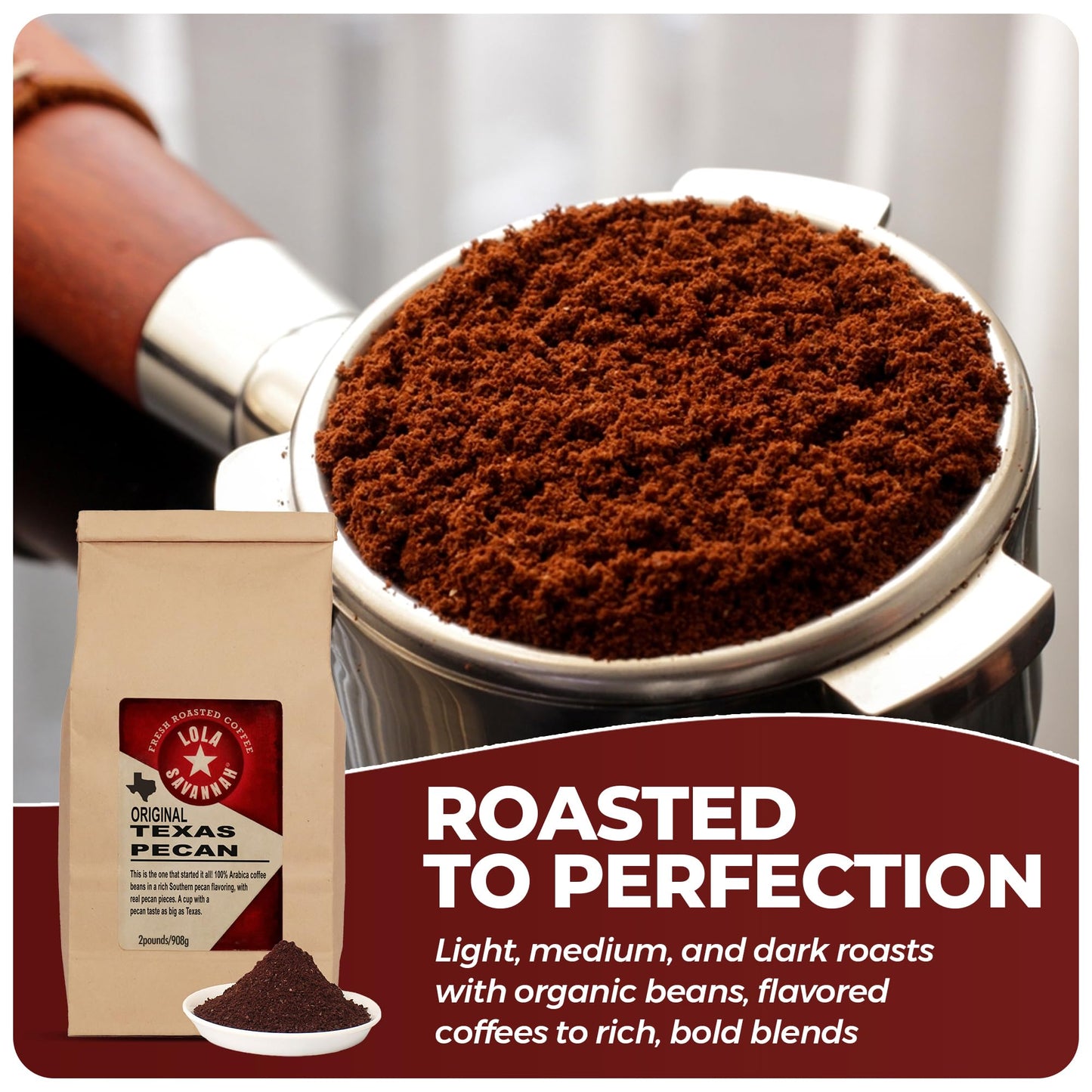 Lola Savannah Texas Pecan Ground Caffeinated Coffee, 1lb