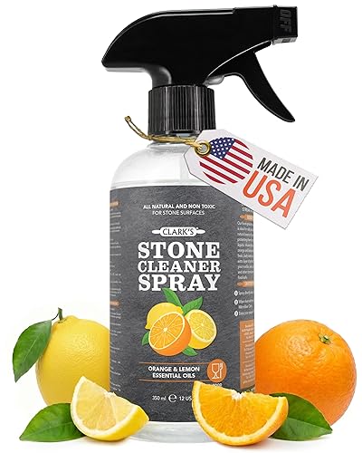 CLARK'S Stone & Quartz Cleaner Countertop with Microfiber Cloth, Citrus Scent - Granite Countertop Cleaner and Polish for Marble Cleaning - Clean