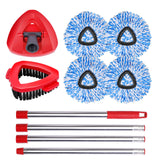 4 Packs Spin Mop Replacement Heads Compatible with Ocedar RinseClean 2-Tank System, 30-58" Mop Handle,Mop Scrub Brush and Base Combo Set,Mopping