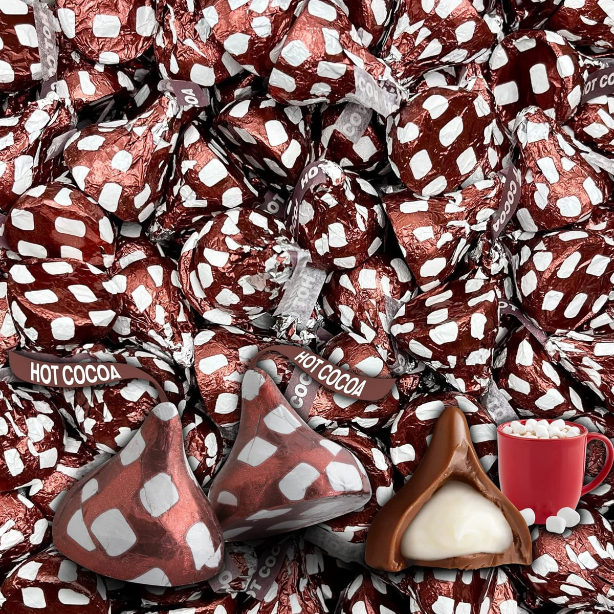 Candykrave Hershey'es Hot Cocoa Kisses Mother Days Chocolate Candy - 1lb (100 pcs) Bulk Pack of Chocolate kisses Mothers Day Candy, Bulk candies