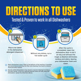 Bastion Dishwasher Cleaner Tablets, Lemon Scent, 3-Month Supply (6 Pods), Powerful Cleaning & Odor Removal, Descaling Tablets