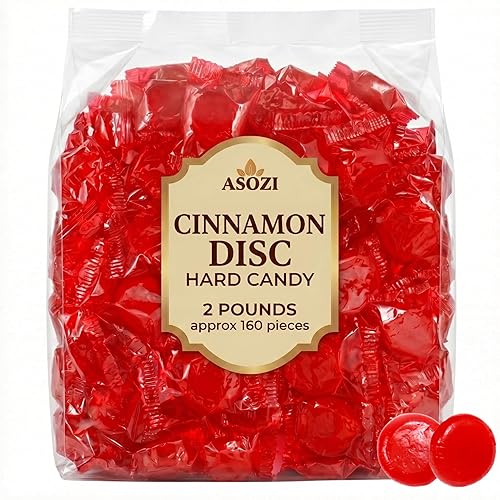 Cinnamon Discs Hard Candy 2 lb - Individually Wrapped Cinnamon Candy Old Fashioned Holiday Suckers - Spicy and Sweet Flavor - Perfect for Valentine's