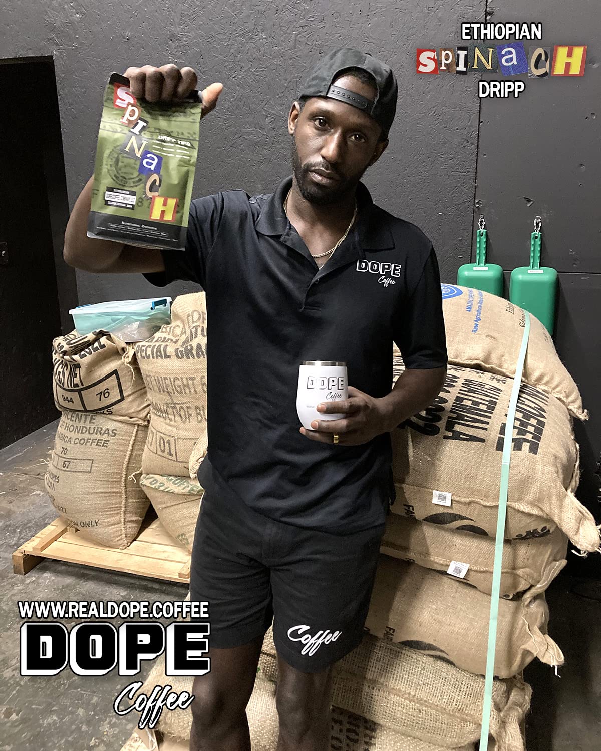 Dope Coffee, Ethiopian Dripp, Medium Roast, Ground Coffee 12oz, Sidamo Region 100% Arabica Coffee, 12oz