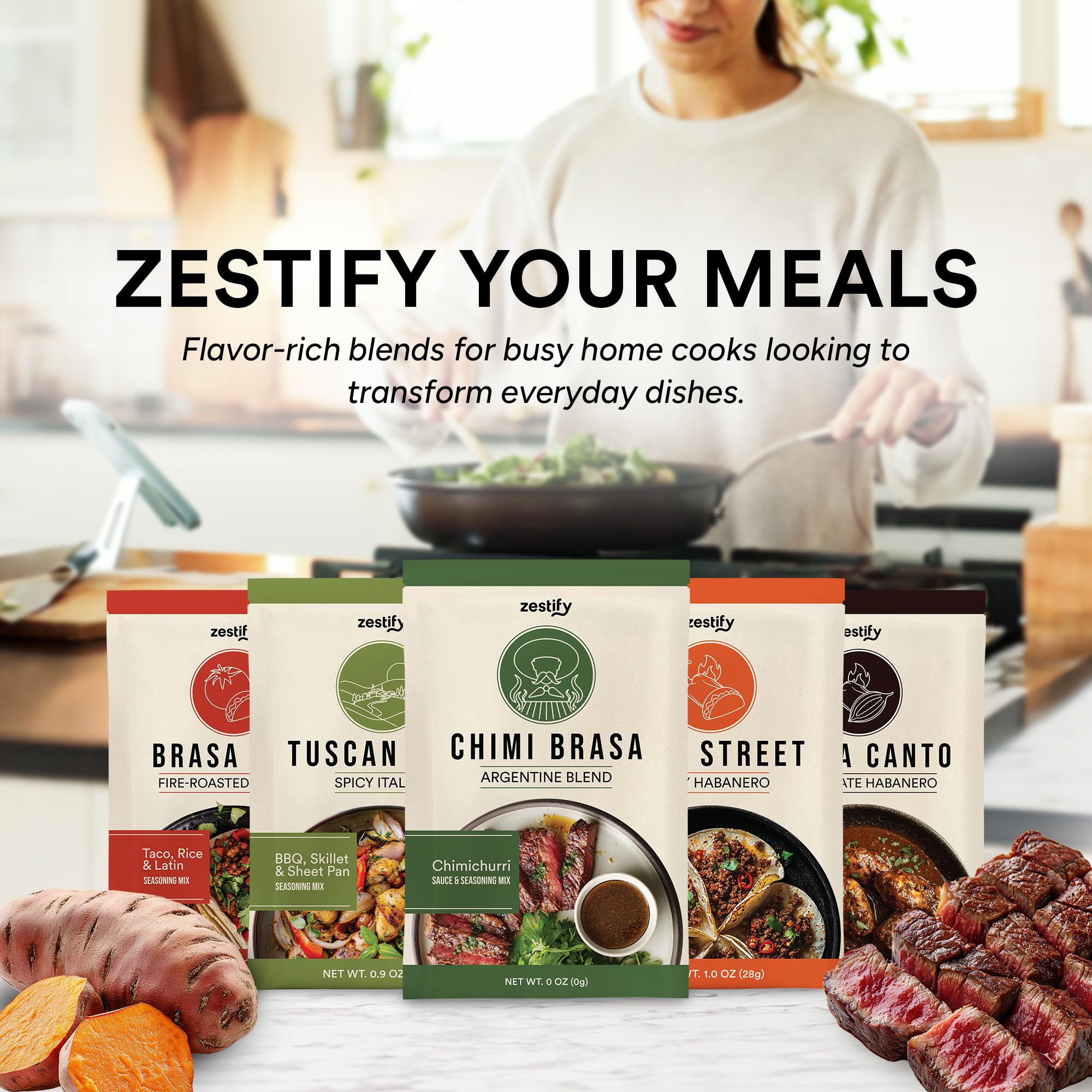 Zestify Chimi Brasa - Chimichurri Seasoning | Dry Rub, Marinade and Sauce Mix for Bread Dip & BBQ | Gourmet Argentine Herb Spice Blend (3 oz Shaker)