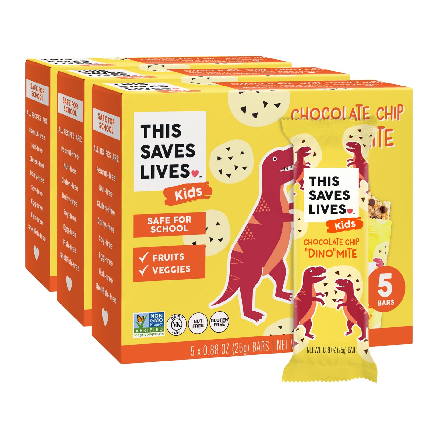 This Saves Lives Kids' Nut-Free Snack Bars, Helping to End Child Hunger, Individually Wrapped Kids Healthy Snack Bars - Gluten-Free, Non-GMO