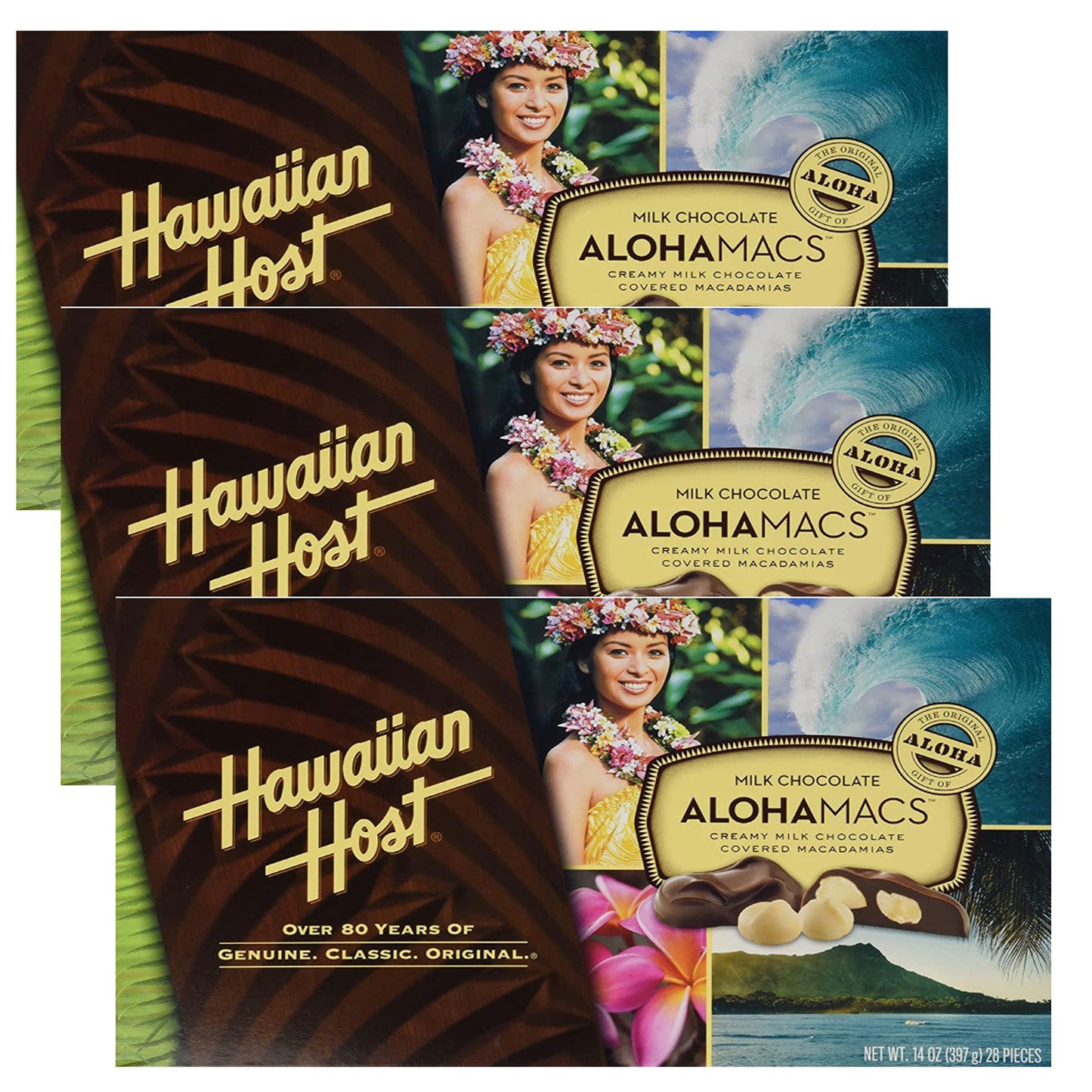 Hawaiian Host Alohamacs Milk Chocolate The Original Chocolate Covered Macadamia Nut, 42 Ounce - SET OF 2