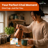 QuikTea Instant Ginger Chai Tea Latte Unsweetened, 10 Single-Serve Sachets, Artisanal Indian Chai Latte Mix, Just Add Hot Water, Low Caffeine