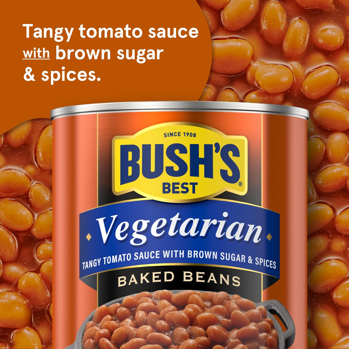 Bush's Best Canned Vegetarian Baked Beans, Source Of Plant Based Protein And Fiber, Low Fat, Gluten Free, 16 oz