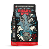 Bones Coffee Company Shark Bite, Buttered Rum Flavored Coffee, Medium Roast Low Acid Arabica Beans Compatible with Auto drip and French Press Coffee
