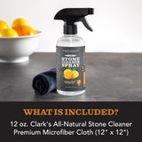 CLARK'S Stone & Quartz Cleaner Countertop with Microfiber Cloth, Citrus Scent - Granite Countertop Cleaner and Polish for Marble Cleaning - Clean