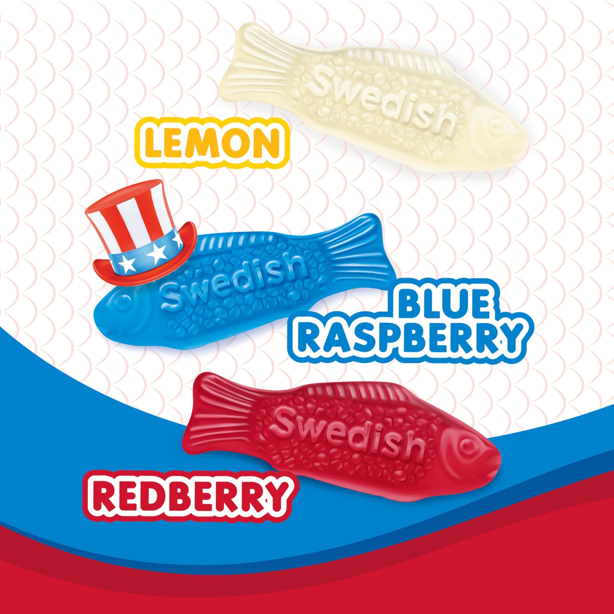 SWEDISH FISH Mini Red, White & Blue Soft & Chewy Gummy Candy, Bulk Candy, 1.8 lb