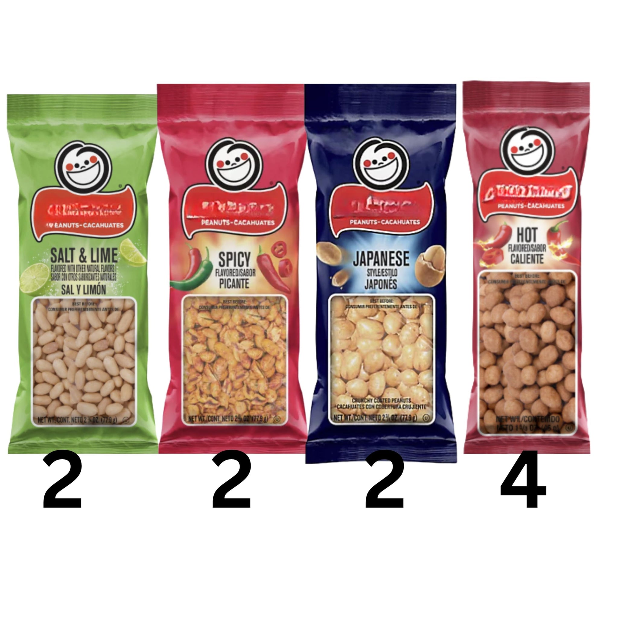 Assorted Peanuts Variety Pack - 10 Single-Serve Snack Bags | Salt & Lime, Spicy, Japanese & Hot Flavors | Crunchy Peanut Snacks for Lunchboxes