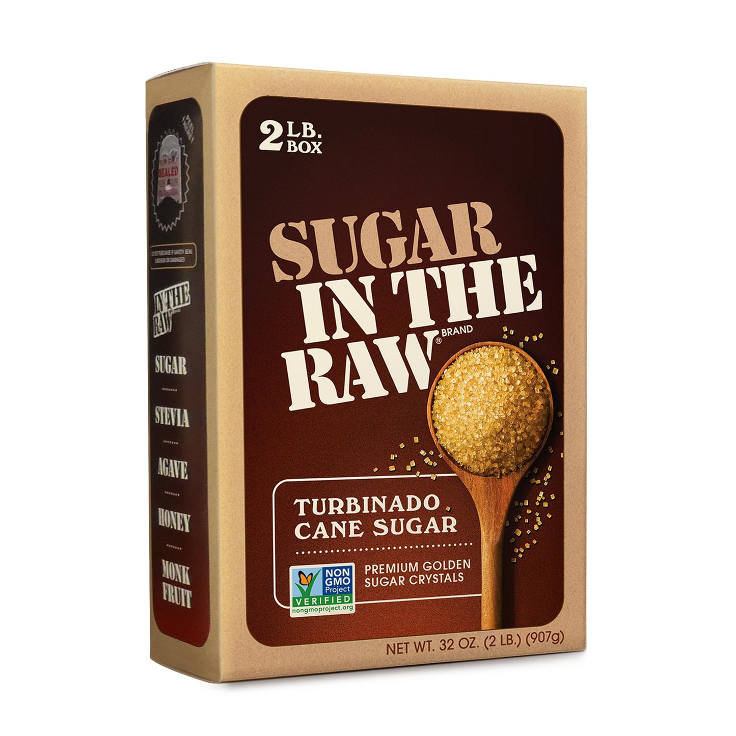 In The Raw Granulated Turbinado Cane Sugar, 2 lb Box, Pure, All-Natural Turbinado Sugar, Non-GMO Project Verified, Kosher, Vegan and Gluten Free