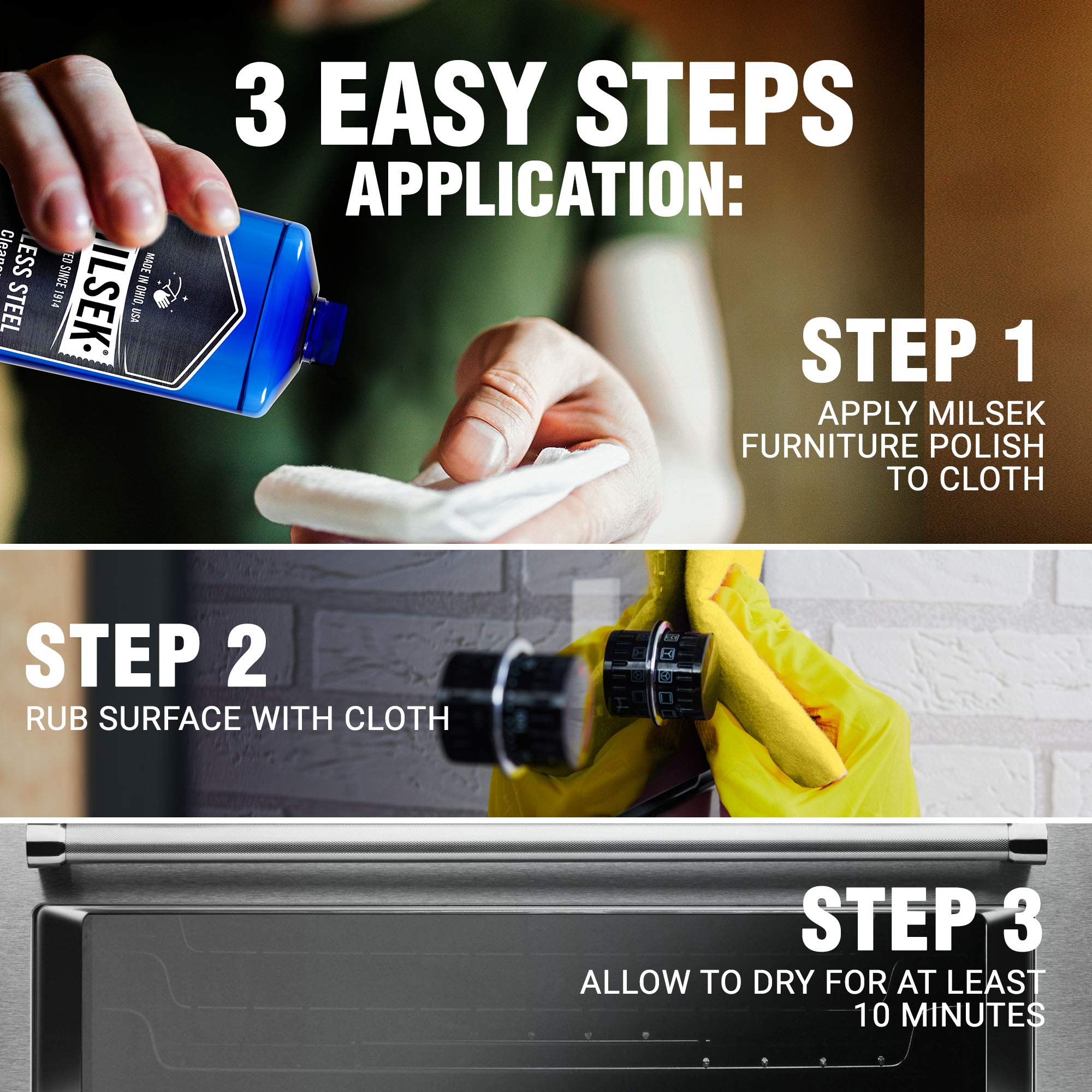 Milsek Stainless Steel Cleaner - Multipurpose Cleaning Supplies for Home and Kitchen Appliances, Sink, Stovetop, Dishwasher, Microwaves