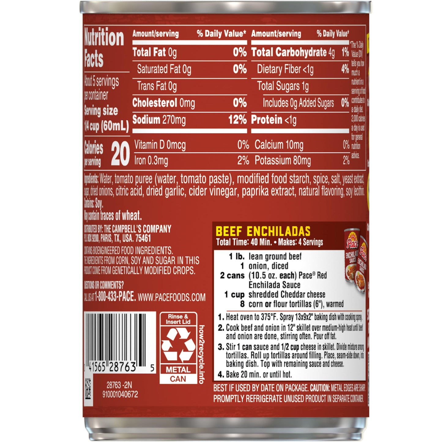 Pace Medium Red Enchilada Sauce, 10.5 oz Can
