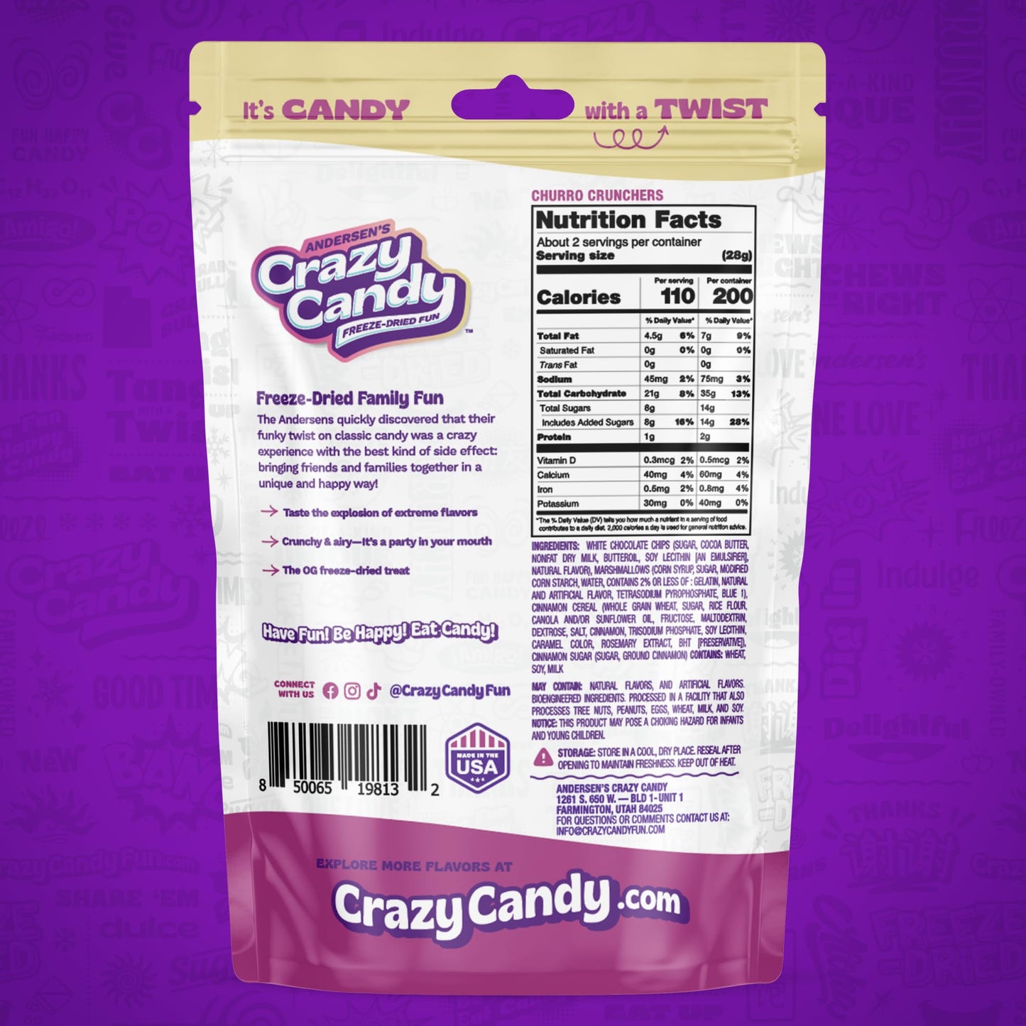 Andersen's Crazy Candy Freeze Dried Candy - Churro Crunchers