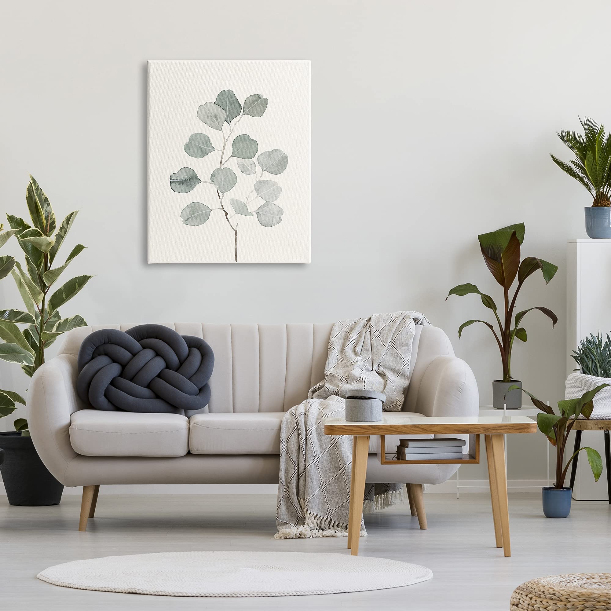 'Flattened Sage Botanical Stem Delicate Leaf'| Canvas Art