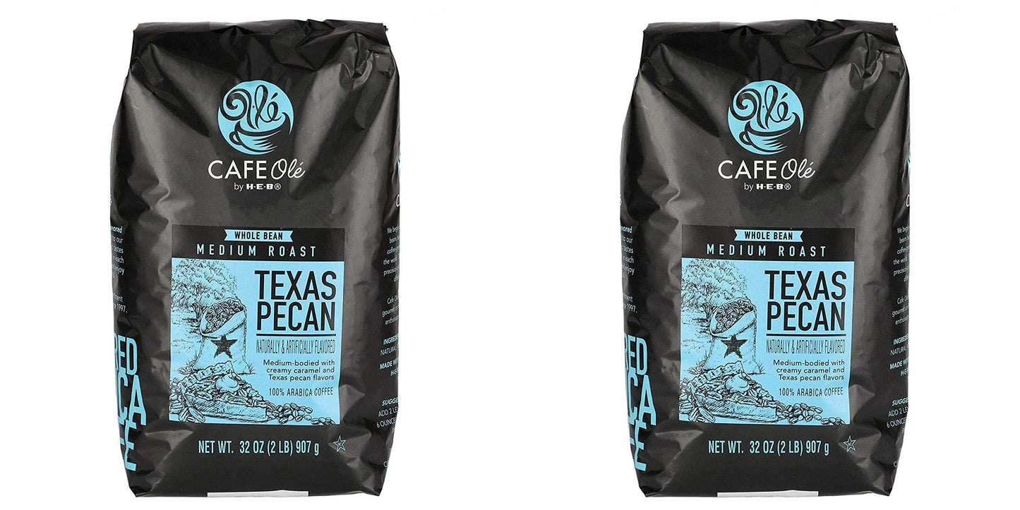 Cafe Ole Texas Pecan Medium Roast Whole Bean Coffee 32 oz Pack of 2
