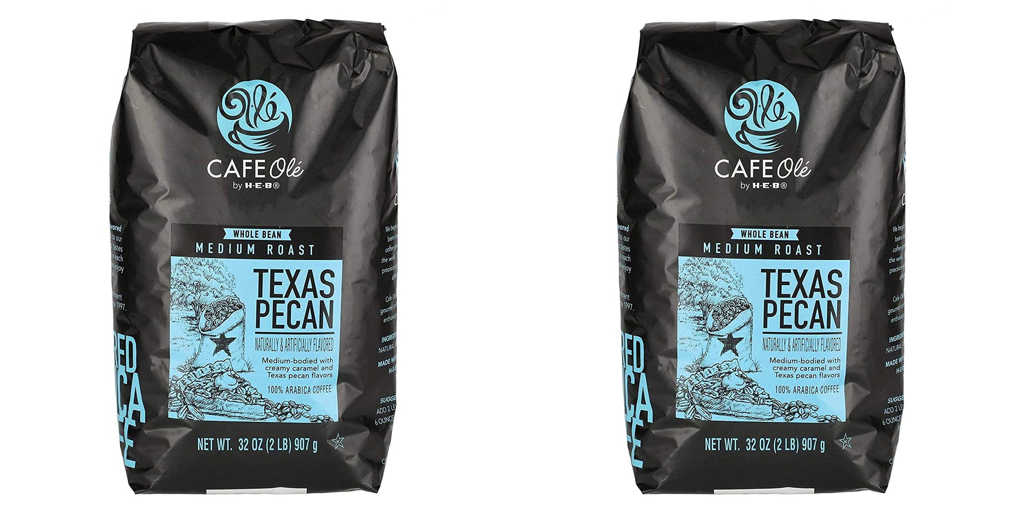 Cafe Ole Texas Pecan Medium Roast Whole Bean Coffee 32 oz Pack of 2