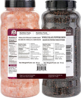 52USA Whole Black Peppercorns 18 oz + Himalayan Pink Salt (Coarse Grain) 39 oz, Salt and Pepper Grinder, Black Peppercorn Refil, Kosher Salt for