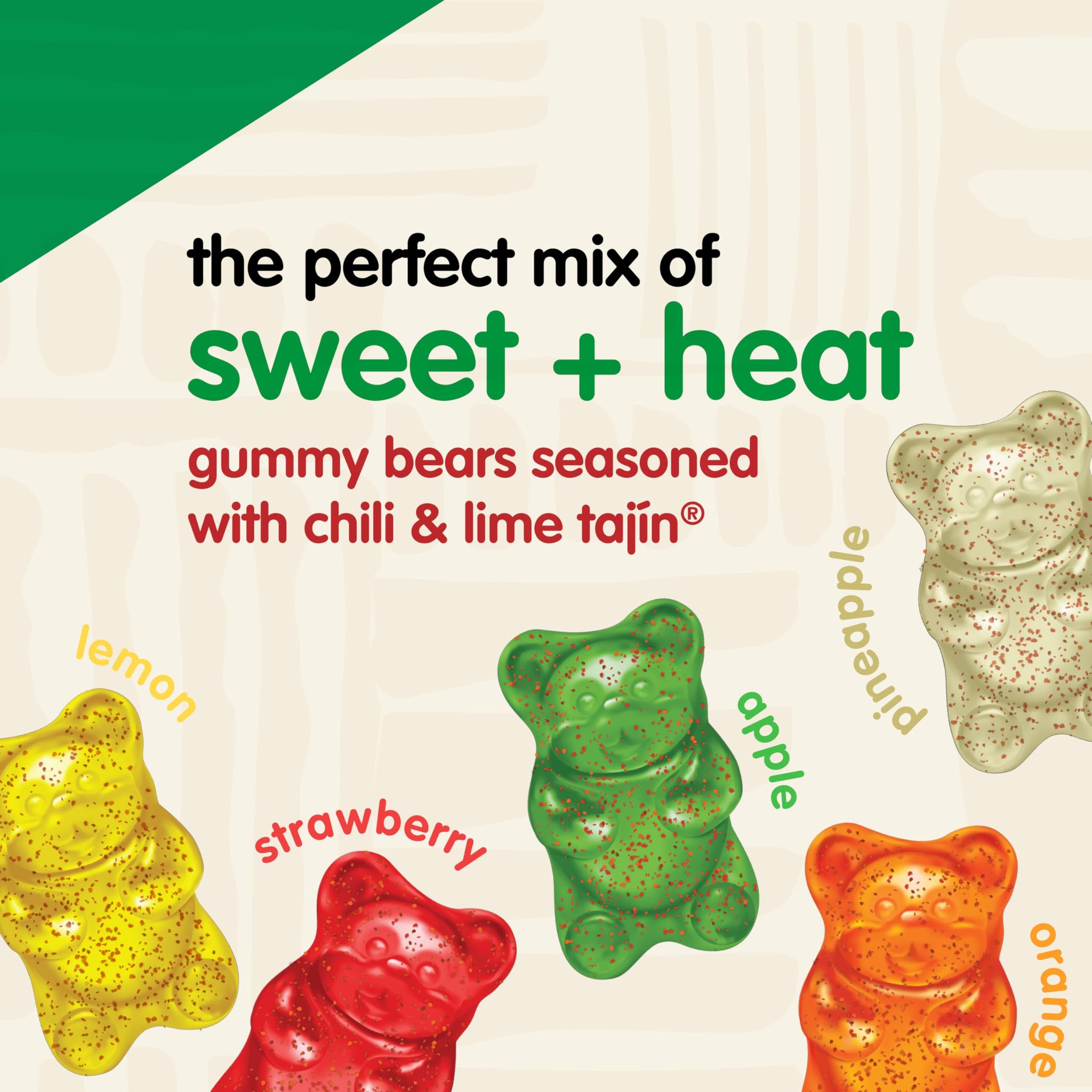 Snak Club Tajin Gummy Bears, Assorted Fruit Candy Gummies with Chili and Lime Seasoning, Mild, Gluten-Free and Vegan Snacks, 20 oz Resealable Bag