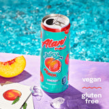 Alani Nu JUICY PEACH, Sugar Free, Low Calorie Energy Drinks, 200mg Caffeine, Biotin, B Vitamins, Zero Sugar, 10 Calories, 12 Fl Oz Cans, 12 Pack