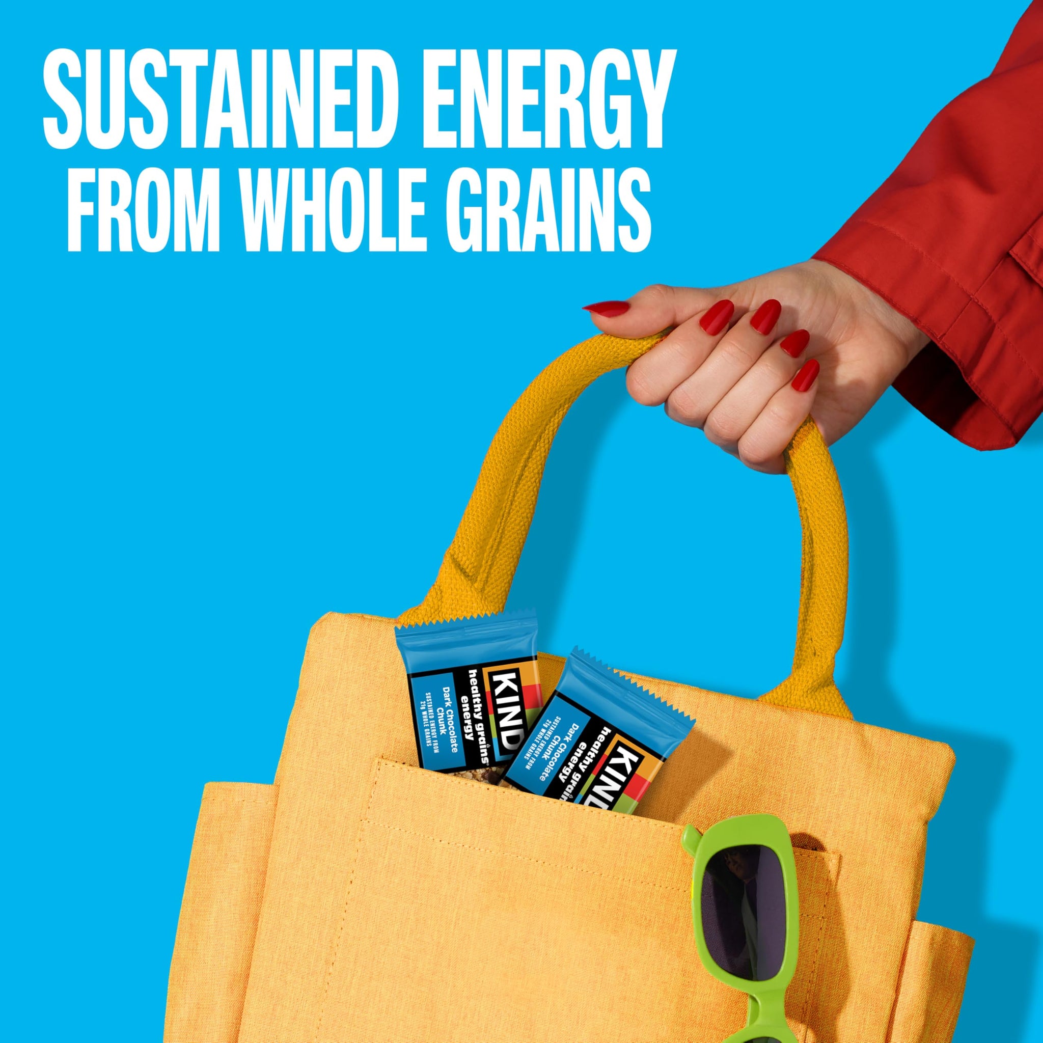 KIND Healthy Grains Energy Bars, Dark Chocolate Chunk, Gluten Free, Healthy Snacks, 21g Whole Grains, 10 Count