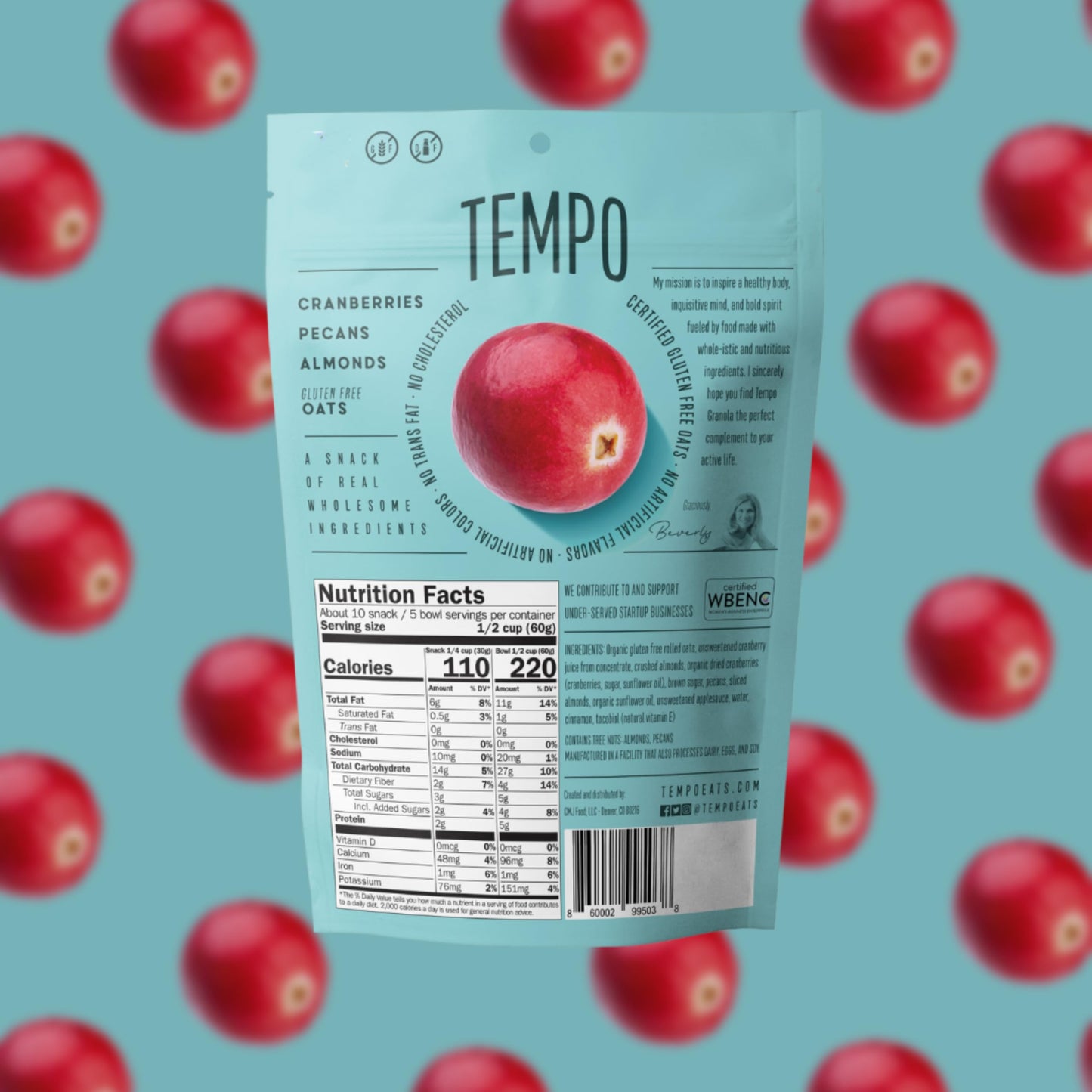 Tempo Granola Cluster Variety Pack - Dark Chocolate, Cranberry, Apricot - Vegan, Gluten Free, Oats, Low Sugar, Vegan, Dairy Free, Soy Free, Vitamin E