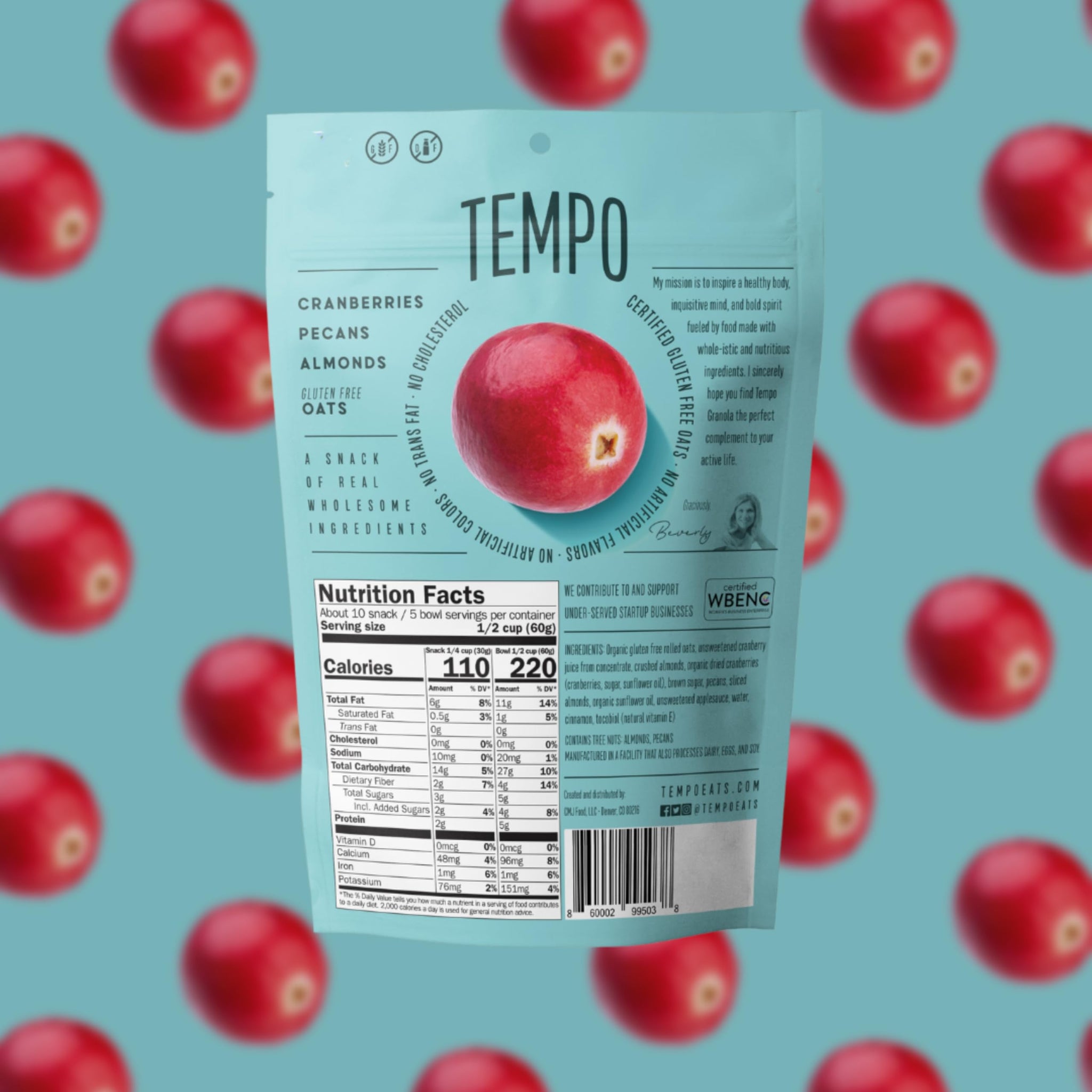Tempo Granola Cluster Variety Pack - Dark Chocolate, Cranberry, Apricot - Vegan, Gluten Free, Oats, Low Sugar, Vegan, Dairy Free, Soy Free, Vitamin E