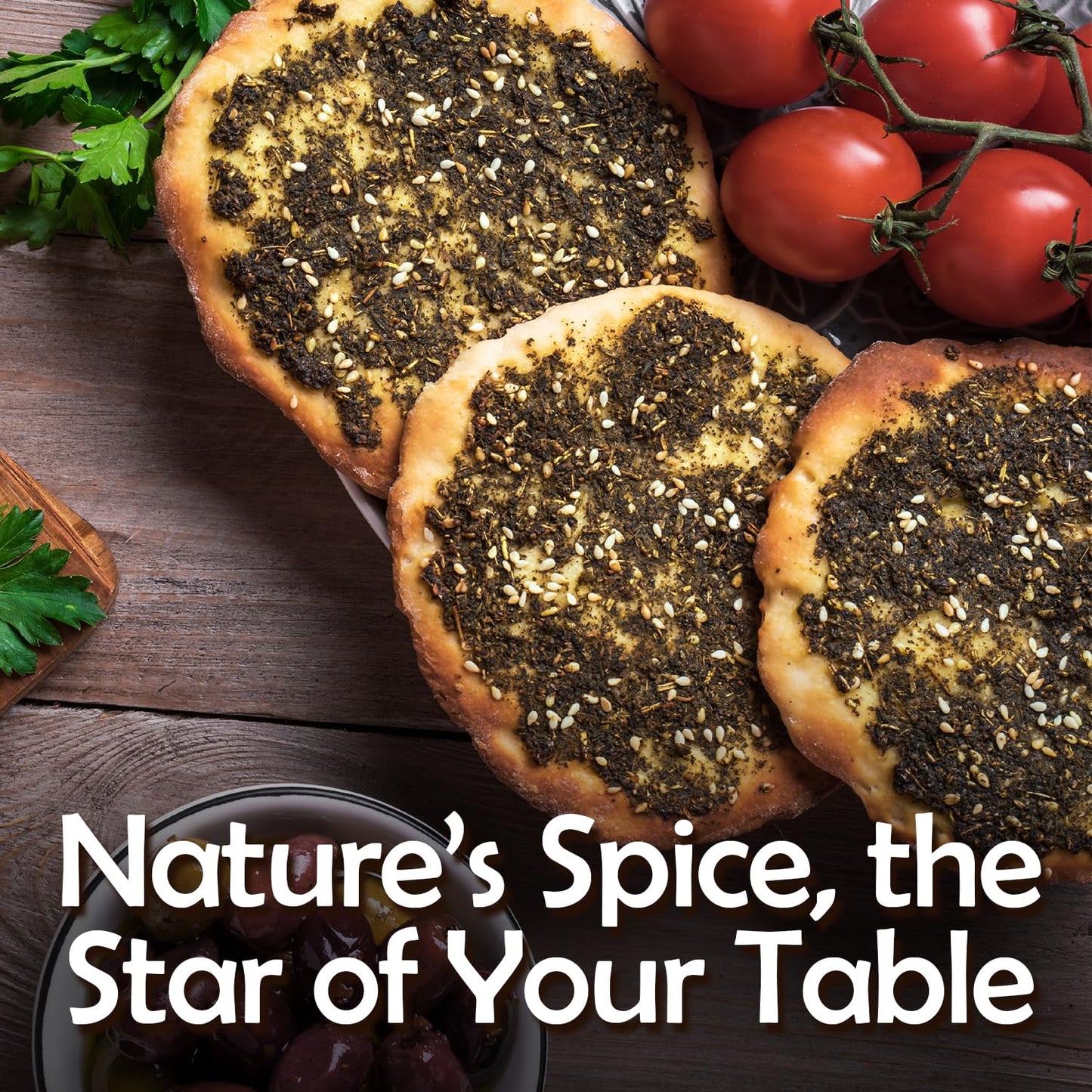 Za'atar Seasoning 7 Oz | Mediterranean Spice Blend | Natural Zaatar Spice Mix with Marjoram, Sesame, Sumac and Thyme | Authentic & Nutritious Za'tar