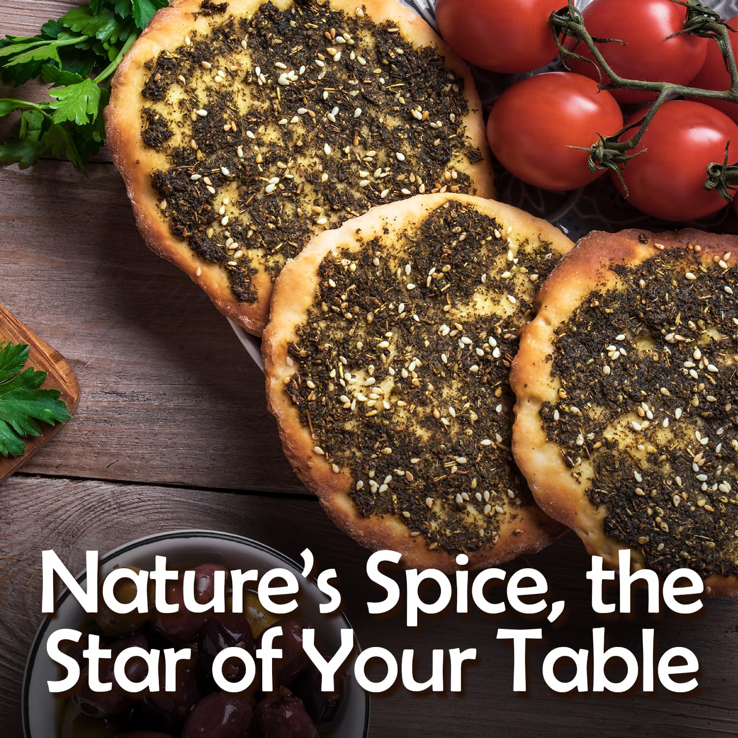 Za'atar Seasoning 7 Oz | Mediterranean Spice Blend | Natural Zaatar Spice Mix with Marjoram, Sesame, Sumac and Thyme | Authentic & Nutritious Za'tar