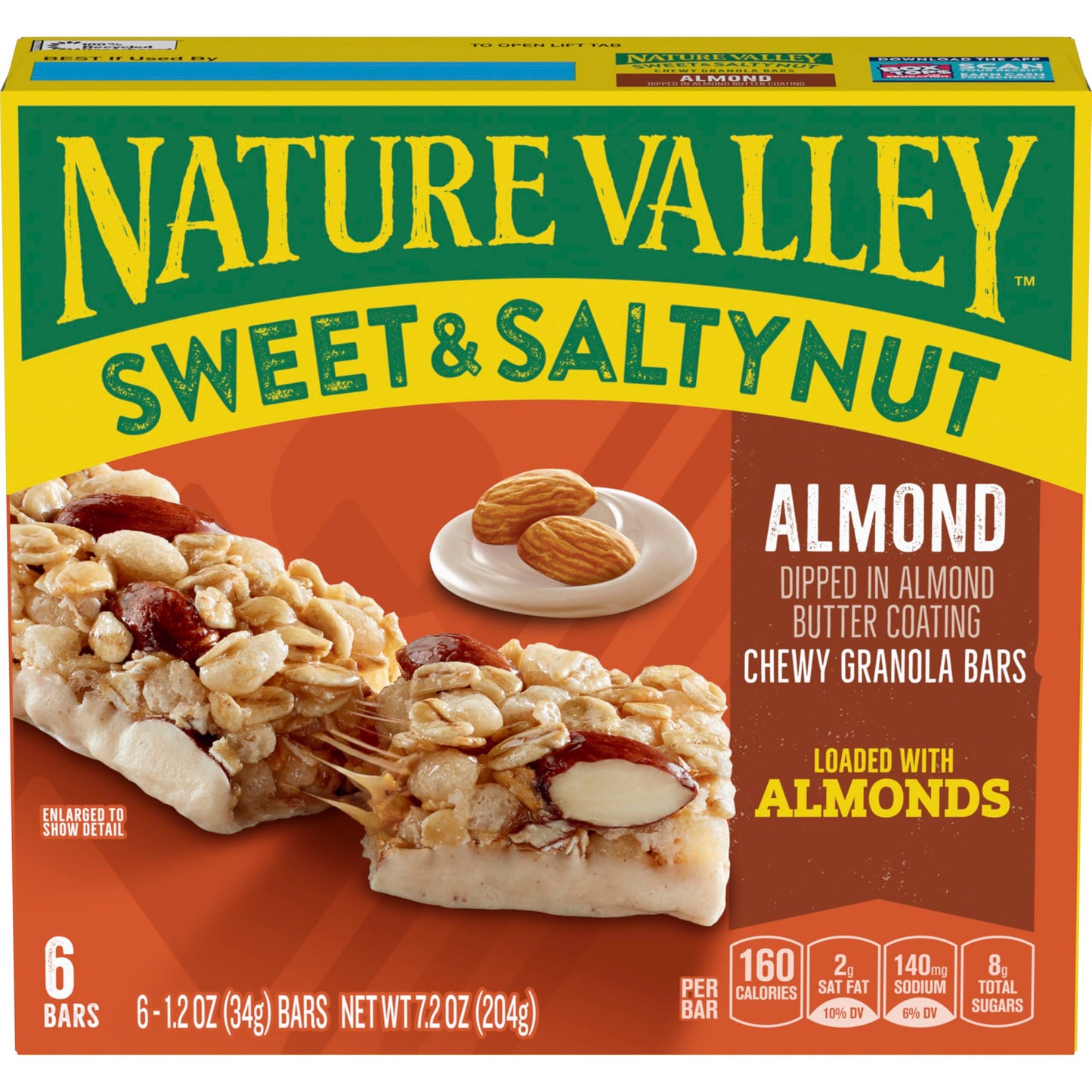 Nature Valley Sweet and Salty Nut Granola Bars, Almond, 6 Bars, 7.2 oz