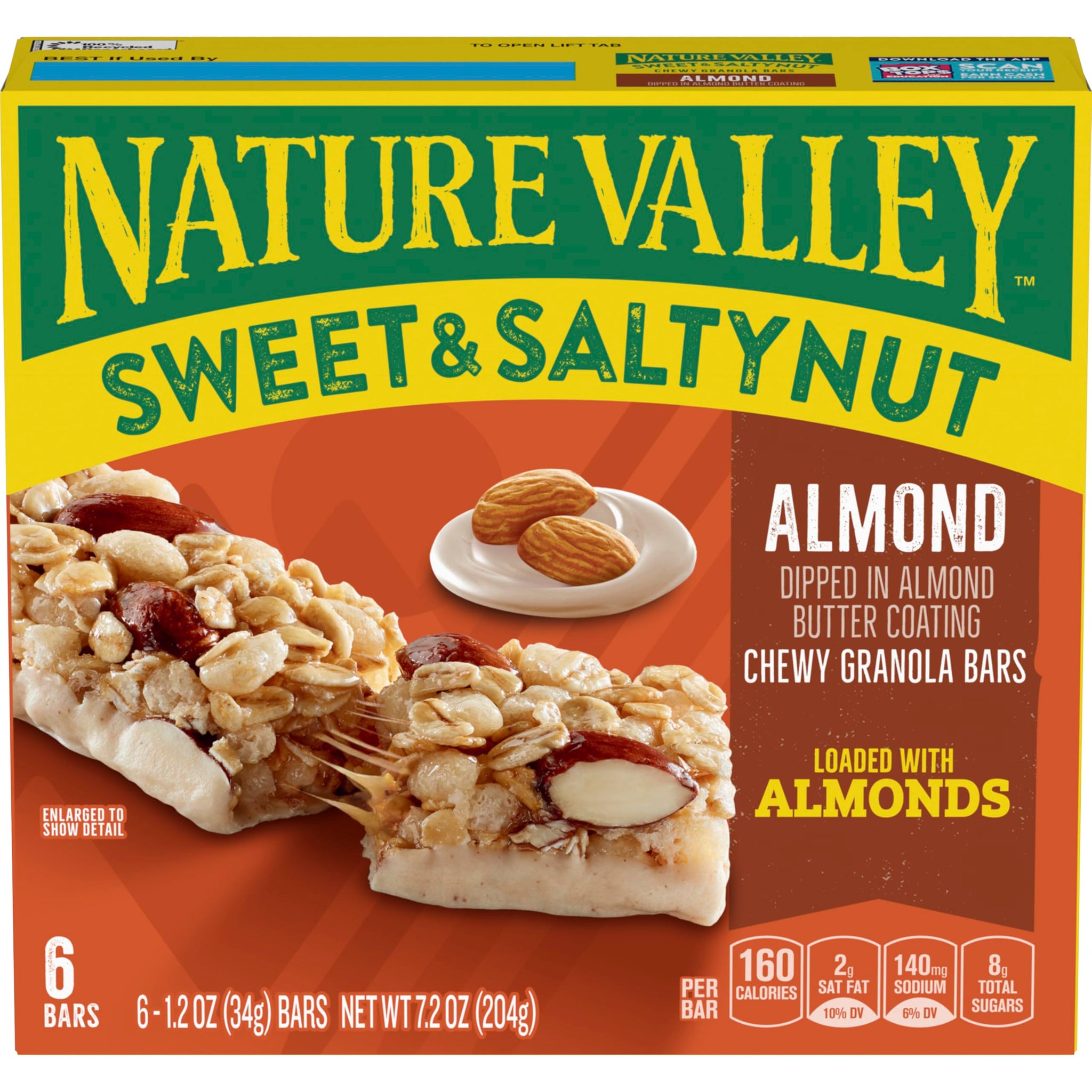 Nature Valley Sweet and Salty Nut Granola Bars, Almond, 6 Bars, 7.2 oz