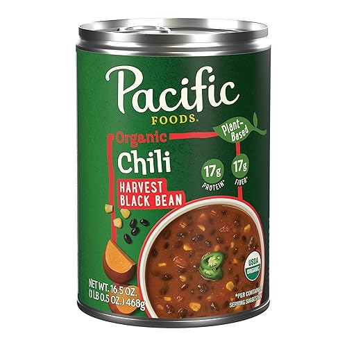 Pacific Foods Organic Harvest Black Bean Chili, Plant Based, 16.5 oz Can