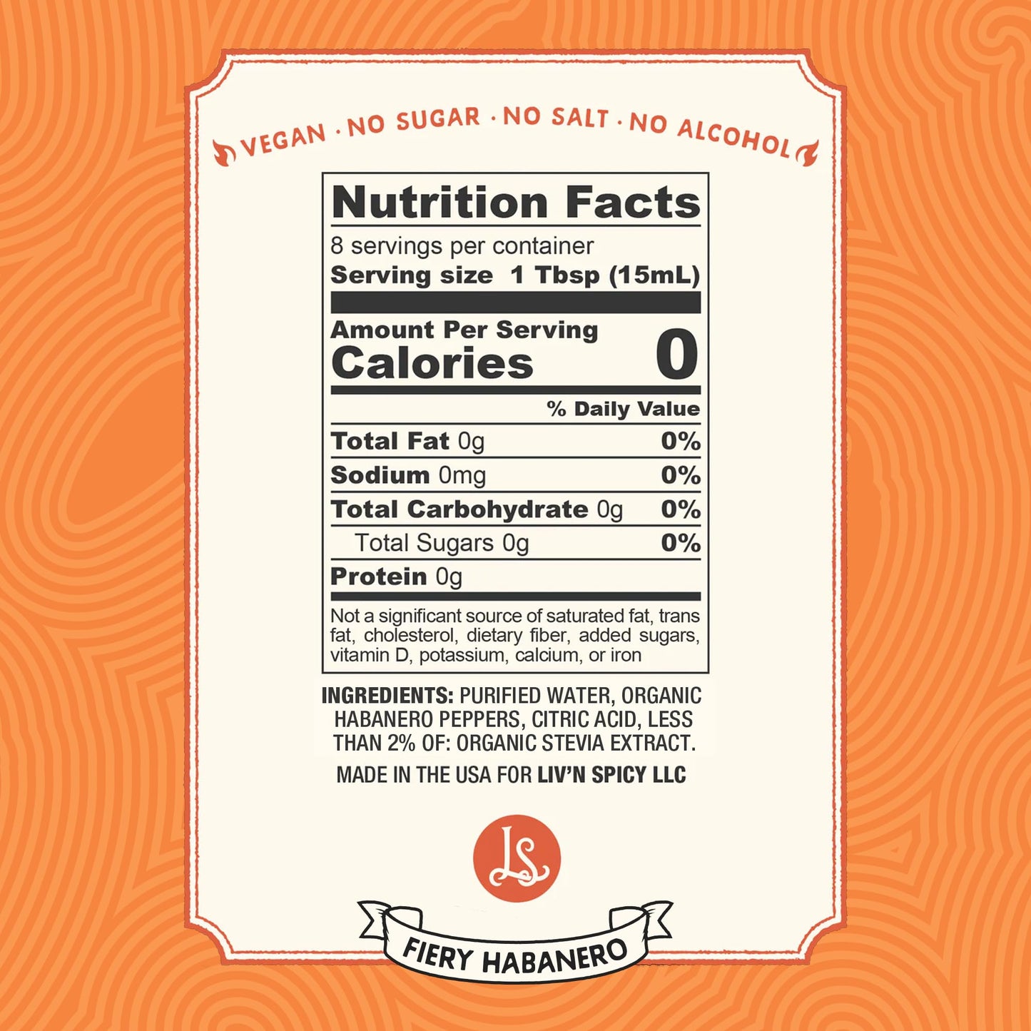 Liv’n Spicy | Fiery Habanero Elixir | Zero Calorie Cocktail Mixer | Vegan | Sugar-Free | Organic Habanero Infusion | Guilt-Free Flavor | Drink