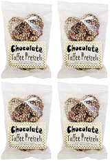 Stephanie Made In USA Pack of 4 Milk Chocolate Toffee Covered Christmas Pretzels (1lb total) 4 Ounces