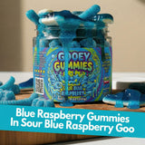 Sour Gooey Ultimate Mix Gummies, Sour Blue Raspberry Gummy Candy Mix, Ooze Sticky Gummies, Liquid Chewy Sweet Treat Resealable Container [Choose the
