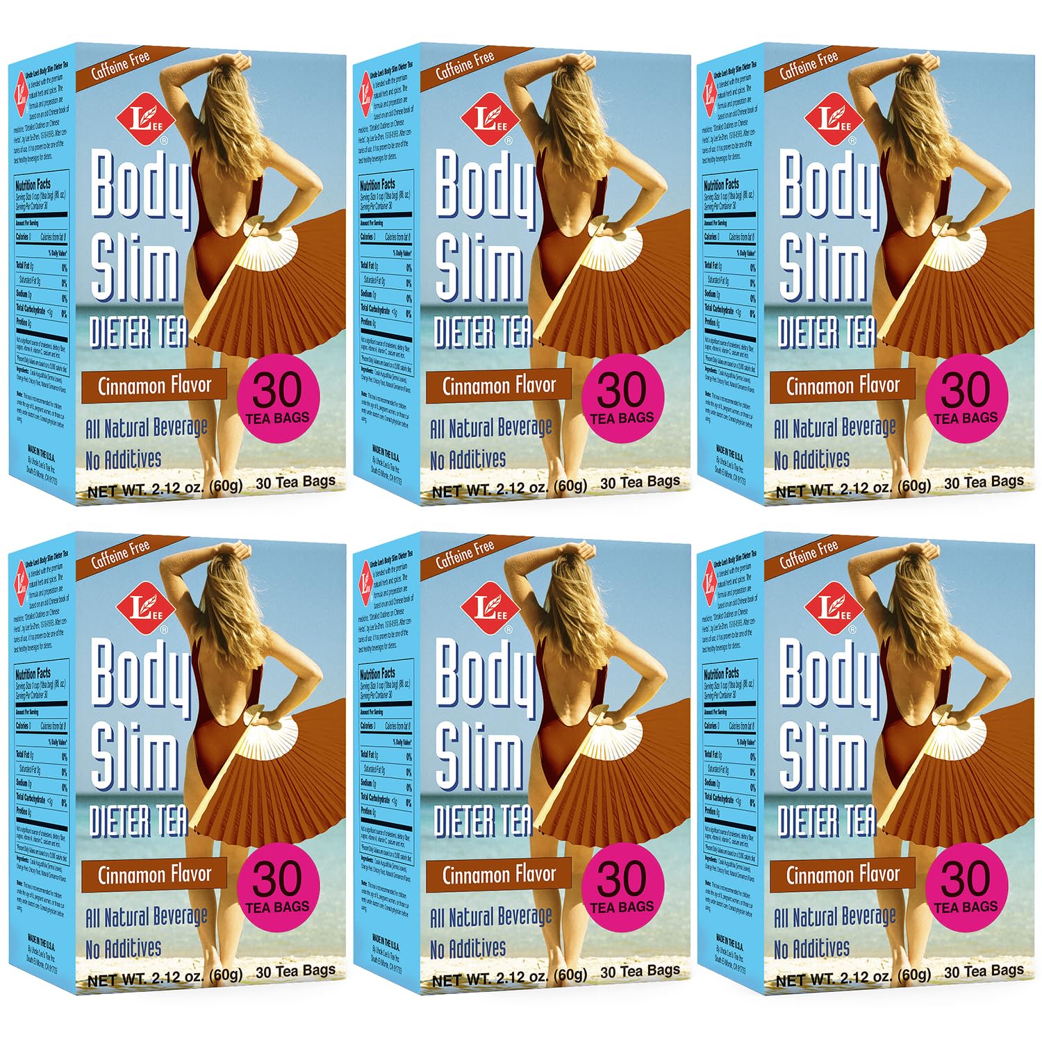 Uncle Lee’s Body Slim Dieters Tea, Detox & Slimming Tea, Senna, Bitter Orange, Cinnamon Flavor & Chicory Root, Natural Laxative, Caffeine-Free Herbal