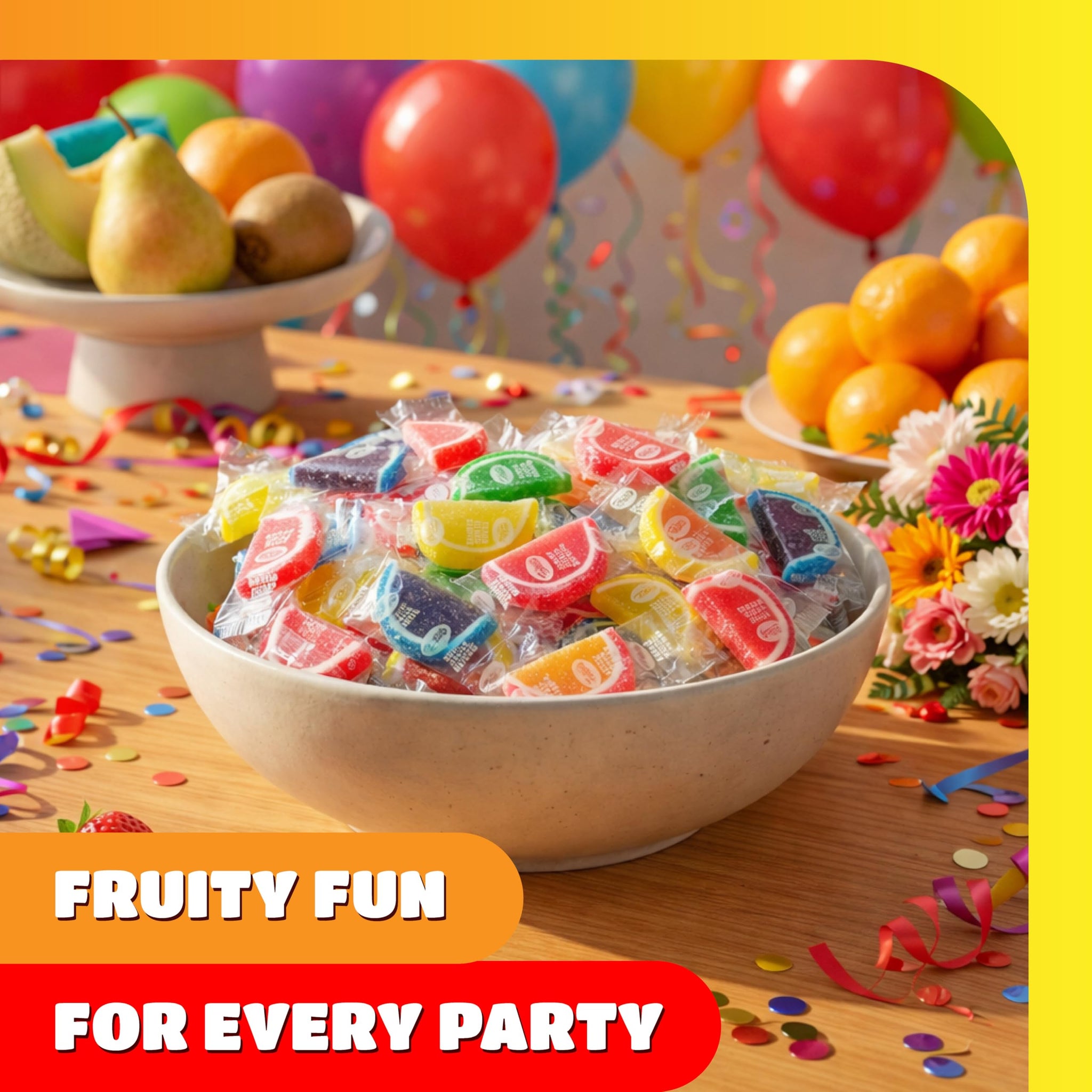 Fruit Slices - 1 Pound Pack - 30 Count - Jelly Candy - Individually Wrapped Fruit Slices - Assorted Flavors - Gelatin Free Candy for Gift Baskets