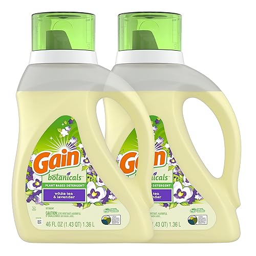 Gain Botanicals Plant Based Laundry Detergent, White Tea & Lavender, 46 Fl Oz (Pack of 2)